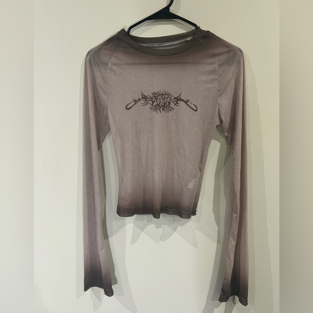 Brown/cream cyber grunge sheer long sleeve